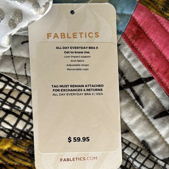 Fabletics White & Silver Leopard Print Sports Bra sz XS All Day Every Day Bra II - Picture 2 of 12